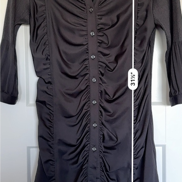 Lindi Womens Size Small Black Textured Button Down 3/4 Sleeve Tunic Top Shirt - Picture 9 of 9